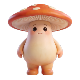 Icône de personnage champignon mignon 3D | mascotte style clay