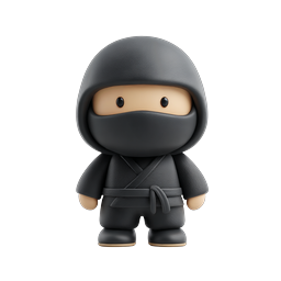 Cute 3D Ninja Character Icon - Stealth Warrior Mascot