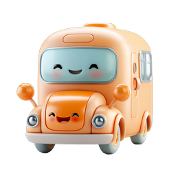 Cute Orange Camper Van Kawaii Style Icon | Travel & Camping