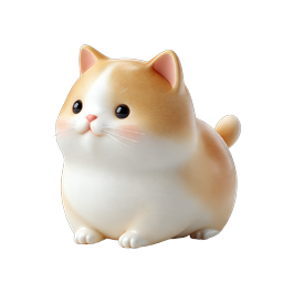 Cute 3D Orange Cat Icon - Kawaii Feline Illustration