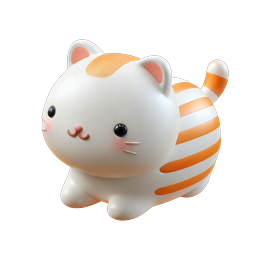 Cute 3D Orange Tabby Cat Icon - Kawaii Style