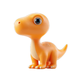 Cute Orange Baby Dinosaur 3D Icon - Adorable Dino Character