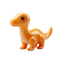 Cute Orange Dinosaur Toy Icon - Adorable 3D Dino Character