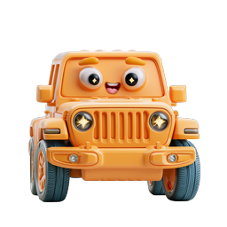 Icône de jouet Jeep orange mignon en dessin animé