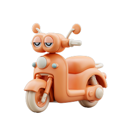 Cute Orange Scooter 3D Icon | Cartoon Vehicle Illustration