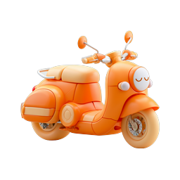 Cute Orange Scooter 3D Icon - Kawaii Style Transport