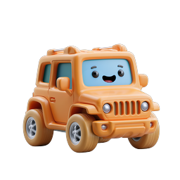 Cute Orange SUV Cartoon Vehicle Icon | 3D Clay Style