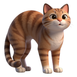 Cute Orange Tabby Cat 3D Illustration Icon
