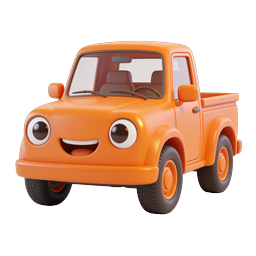 Cute Cartoon Orange Pickup Truck Icon - 3D Clay Style
