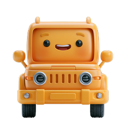 Cute Orange Cartoon Truck 3D Icon - Friendly Vehicle