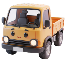 Cute Cartoon Orange Pickup Truck 3D Icon