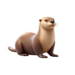 Cute Otter Icon - Realistic 3D Wildlife Animal