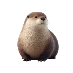 Cute Otter Icon - Realistic 3D Wildlife Illustration