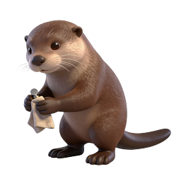 Cute Cartoon Otter 3D Icon - Adorable Wildlife Character