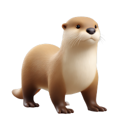 Cute Otter 3D Illustration Icon - Adorable Wildlife Character