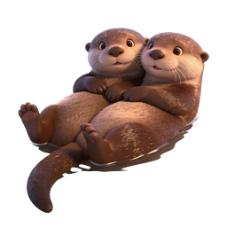 Cute Otters Hugging - Adorable Wildlife Illustration