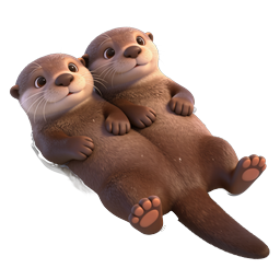 Cute Otters Floating Together - Adorable Wildlife Icon