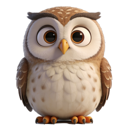 Adorable 3D Cartoon Owl Character Illustration