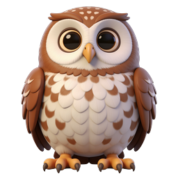 Adorable 3D Cartoon Owl Character Icon