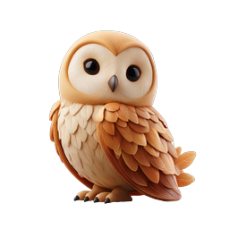 Cute 3D Owl Icon - Adorable Clay-Style Wildlife Design