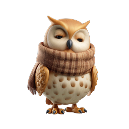 Cute Owl Icon with Scarf for Nature Themes