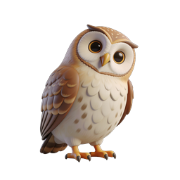 Cute 3D Owl Icon - Charming Wildlife Character Design
