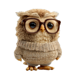 Cute Owl with Glasses Icon - Adorable Realistic 3D Mascot