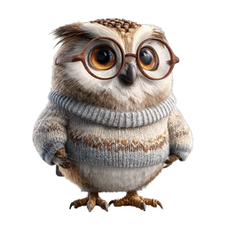 Cute Wise Owl with Glasses and Knitted Sweater Icon