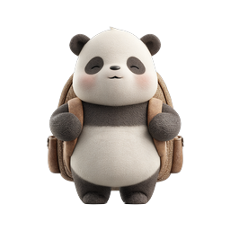 Cute Panda Backpack 3D Icon for Kids and Travel Apps