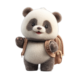 Cute Panda with Backpack 3D Character Icon