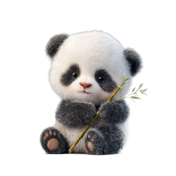 Cute Baby Panda with Bamboo Icon - Adorable Wildlife Vector