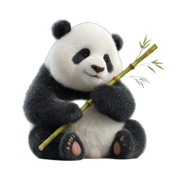 Ícone de Panda com Bambu Fofo - Ilustração Realista de Vida Selvagem