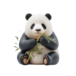 Cute Clay-Style Panda with Bamboo - Adorable Animal Icon