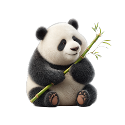 Süßer Panda frisst Bambus - Realistisches 3D-Wildlife-Icon