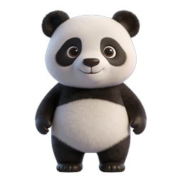 愛らしい 3D パンダキャラクターアイコン - 可愛いカートゥーンマスコット