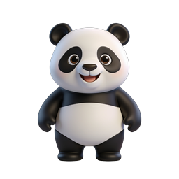 Cute 3D Panda Character Icon - Clay Style