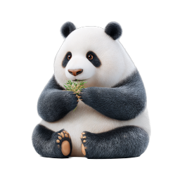 Ícone 3D de Panda Fofo Comendo Bambu - Vida Selvagem Adorável