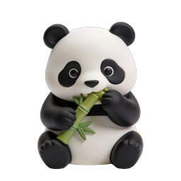 Icono 3D de panda lindo comiendo bambú | Adorable mascota animal