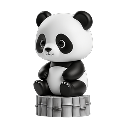 可愛い 3D パンダフィギュアアイコン - 愛らしい野生動物デザイン