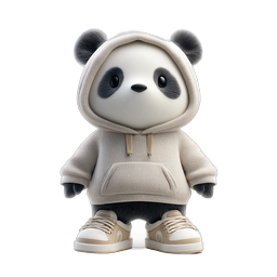 Bébé Panda mignon en sweat à capuche - Icône de personnage 3D adorable