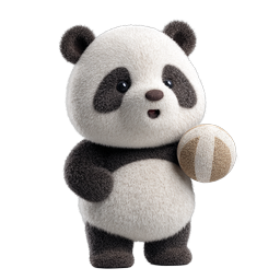 Ícone de panda fofo segurando uma bola de vôlei | Símbolo esportivo