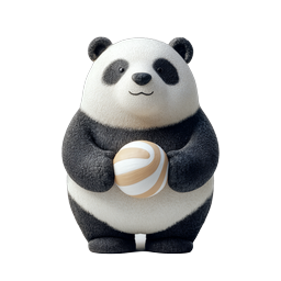 Cute Realistic Panda Icon Holding Swirled Ball