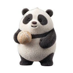 Cute Panda Icon Holding Yarn Ball - Adorable Design