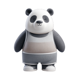 ไอคอนตัวละครมาสคอตแพนด้า 3D สุดน่ารัก - ท่าขยิบตา