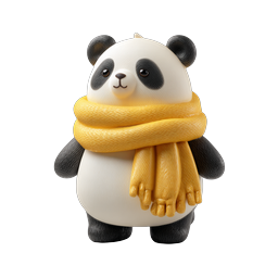 Cute 3D Panda with Yellow Knit Scarf Icon