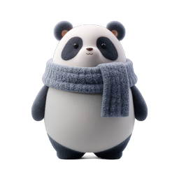 Cute 3D Panda with Blue Scarf - Realistic Animal Icon