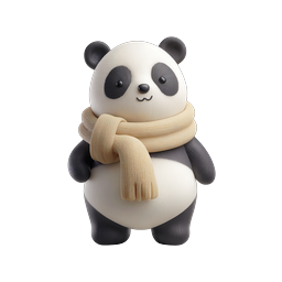 Cute Panda with Scarf 3D Icon - Winter Animal Character