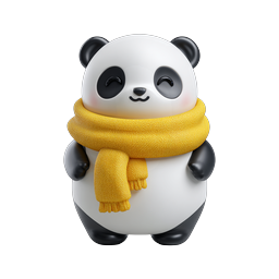 Adorable 3D Panda with Yellow Scarf Icon