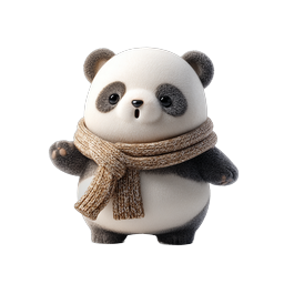 Cute Plush Panda with Scarf - Adorable 3D Character Icon