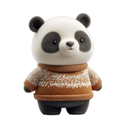 Cute 3D Panda in Cozy Knitted Sweater Icon